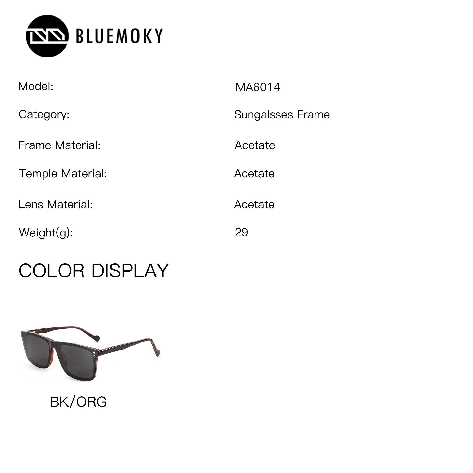 BLUEMOKY Square Clip On Prescription Glasses For Men Acetate Polarized UV400 Sports Graduated Lenses Eyeglasses