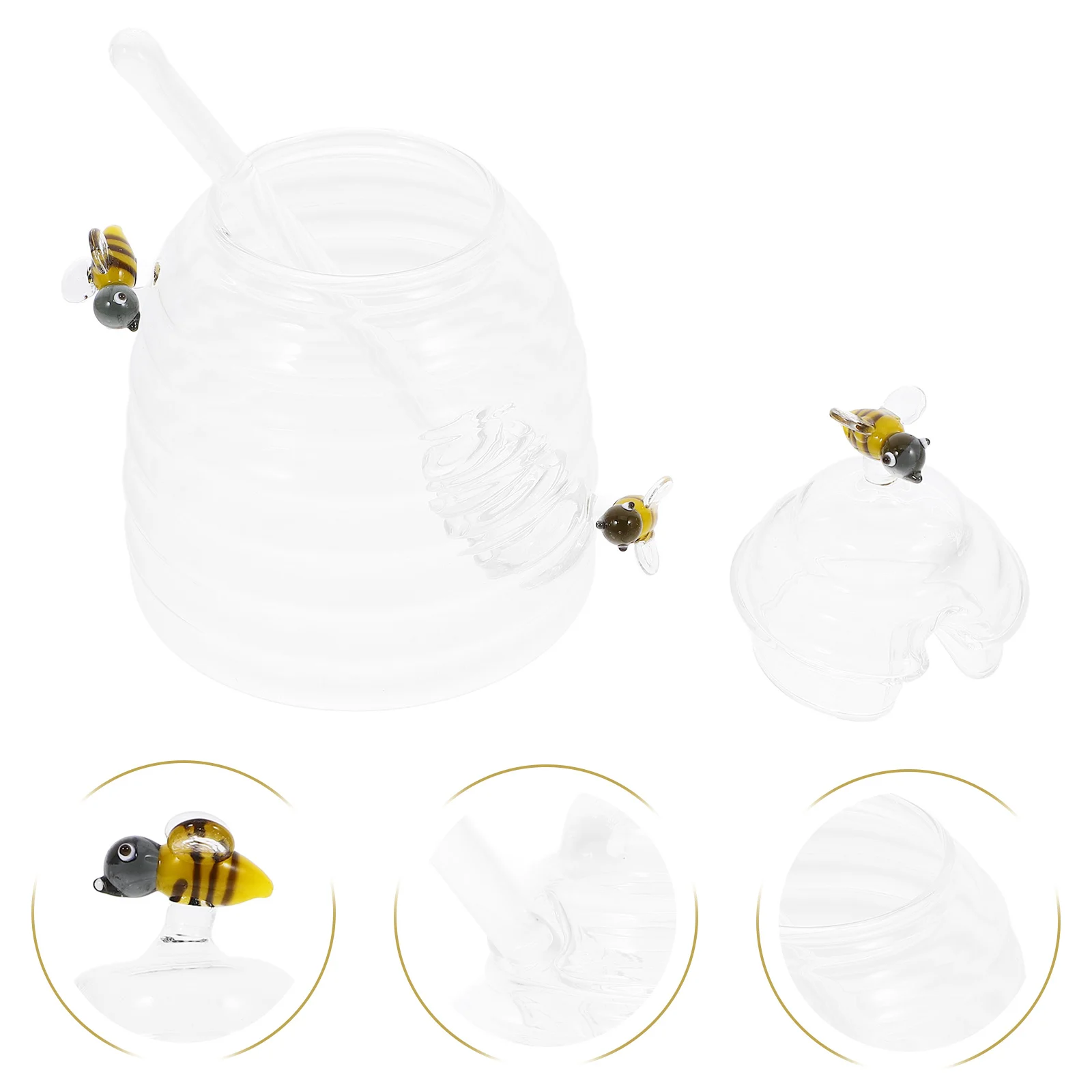 

1Set Transparent Glass Honey Jar with Lid Storage Container Honey Pot for Jam Syrup and Kitchen Supplies Jars with Lids