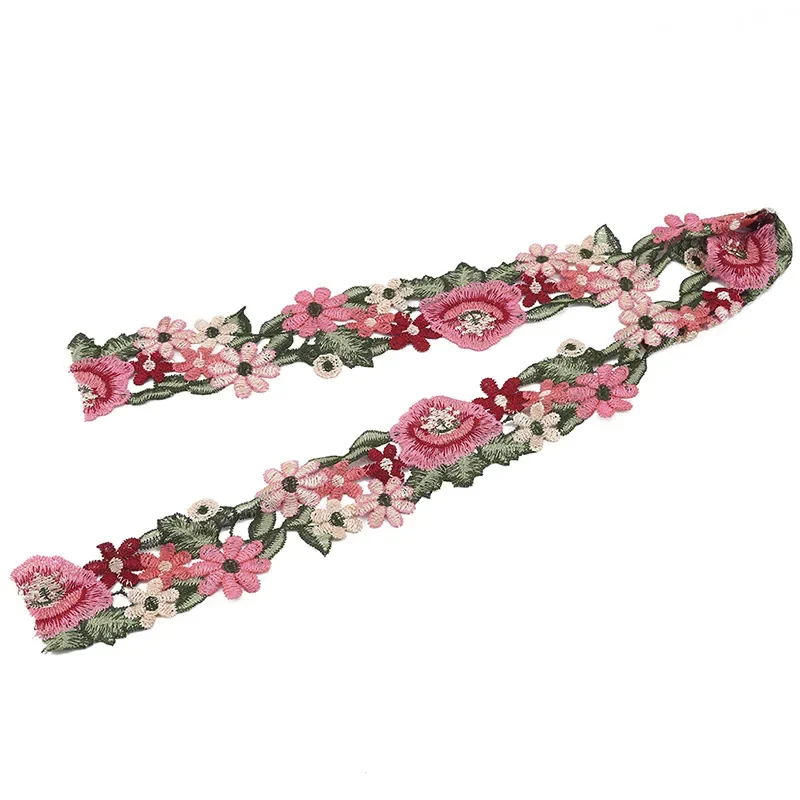 90CM Embroidered Flower Lace Trim Wedding Dress Ribbons Fabric Trim DIY Craft Water soluble Sewing Clothes Accessories