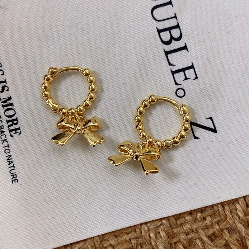 ANENJERY Sweet Girl Bow Ins Hoop Earrings for Women personal Cool Jewelry Gifts