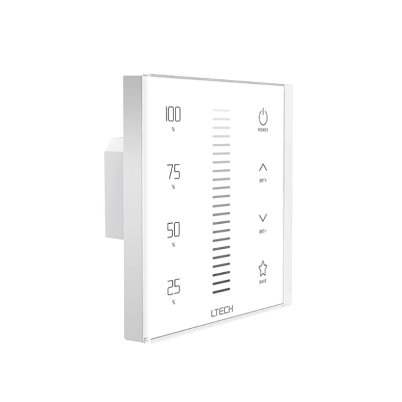 Panel dotykowy z serii E610P Led Dimmer RF bezprzewodowe sterowanie LTECH 0-10V pokrętło obrotowe białe 100-240V ściemniacz ścienny