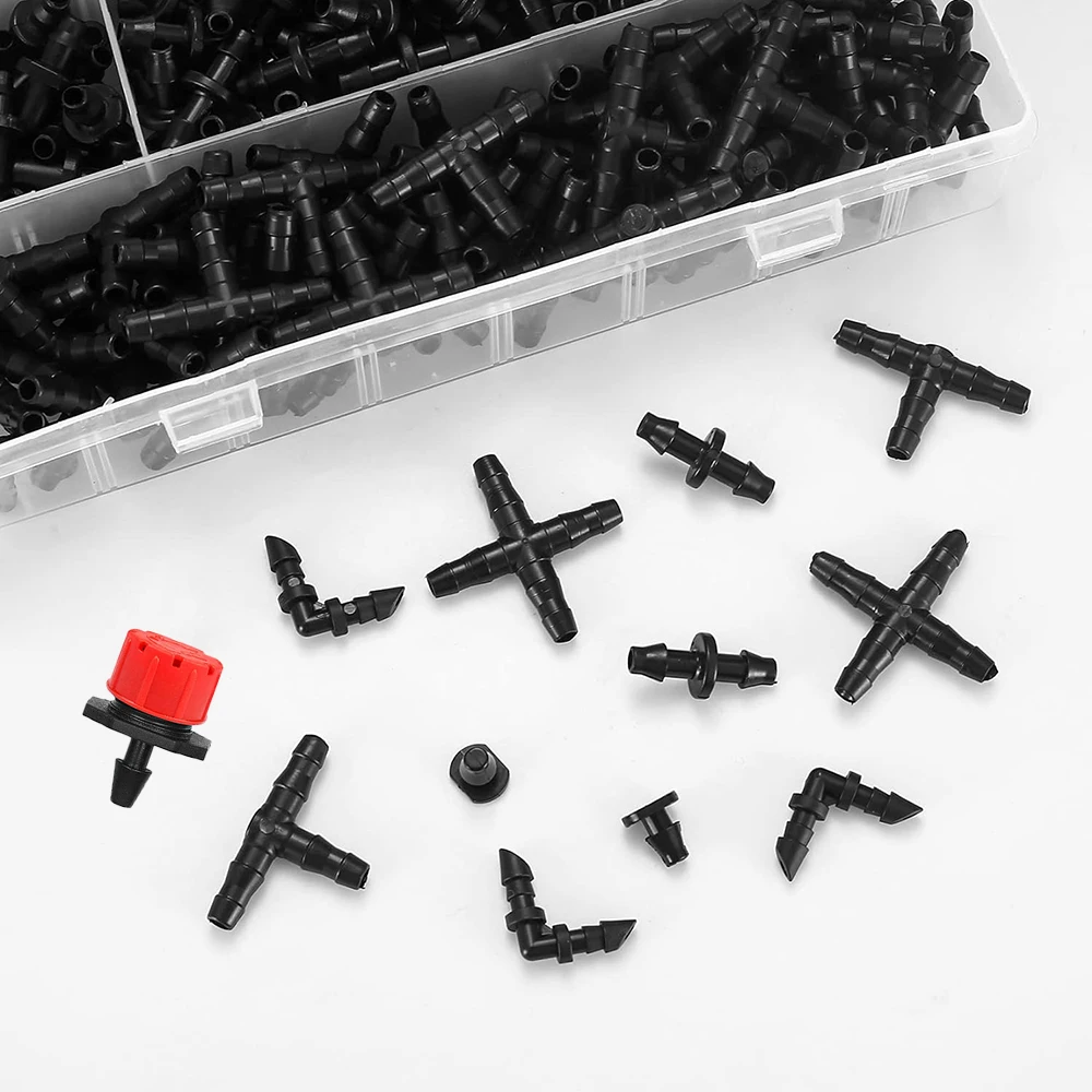 50pcs Barbed Connectors Irrigation Fittings Drip Irrigation Barbed Connectors 4/7mm Tubing Fittings for Flower Pot Garden Lawn