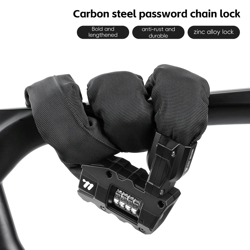 

Carbon Steel Bicycle Chain Lock 4-Digit Password Anti-Theft Thickened Durable Lock for MTB Road Bike Motorcycle E-Bike Scooter