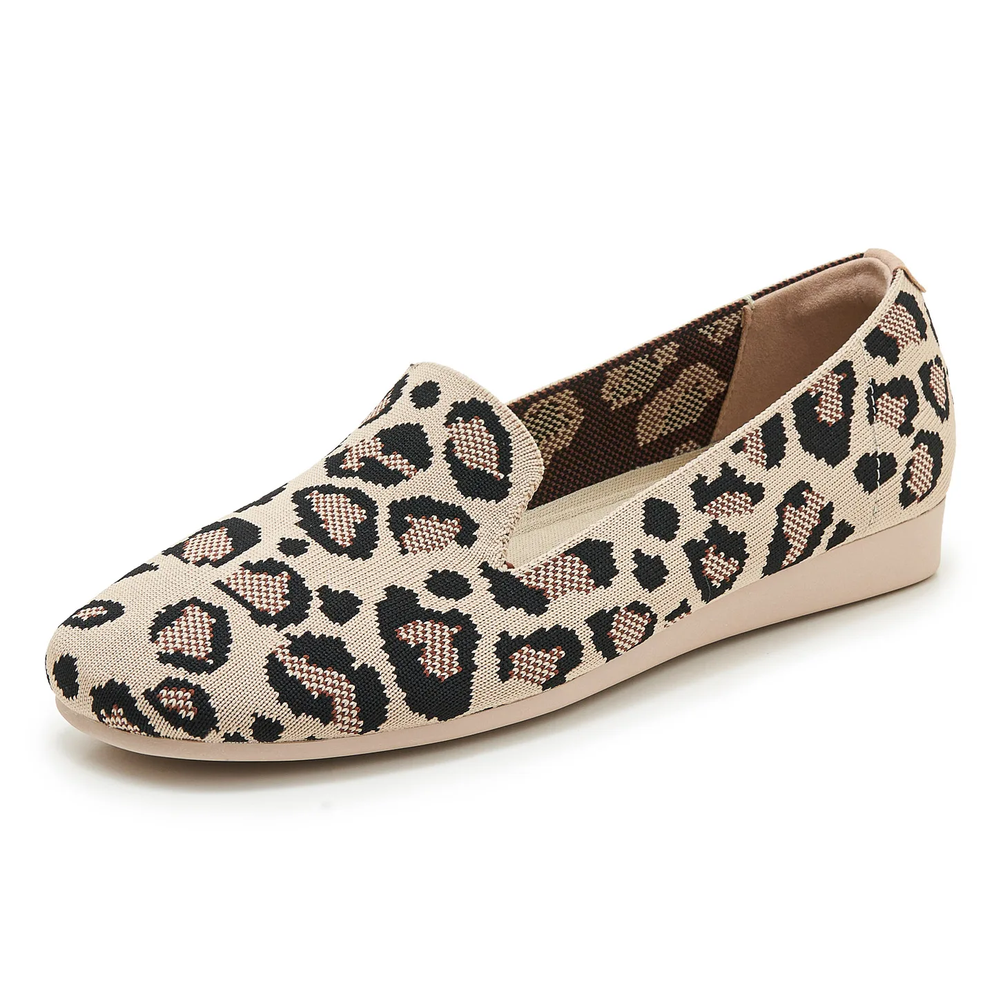 

2025 Spring and Autumn New Knitted Fabric Retro Style Leopard Pattern Women's Soft and Comfortable Casual Flat Shoes 815-1