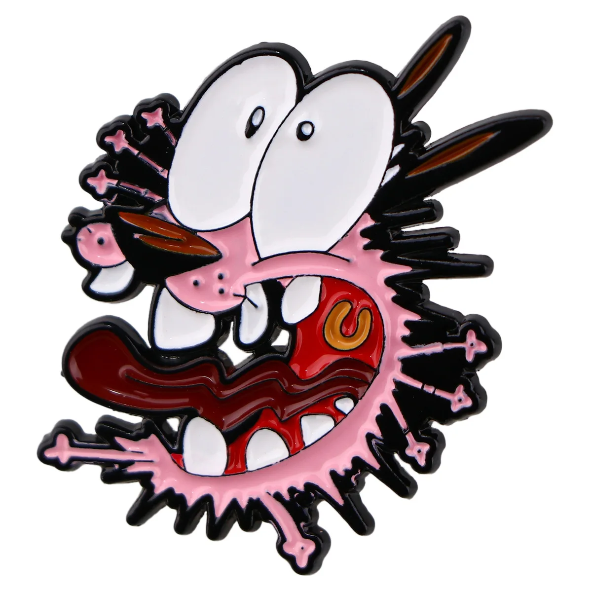 Cute Cartoon Courage Cowardly Dog Enamel Brooch Creative Animal Pink Lapel Pin Badge Backpack Clothing Hat Accessories Gift