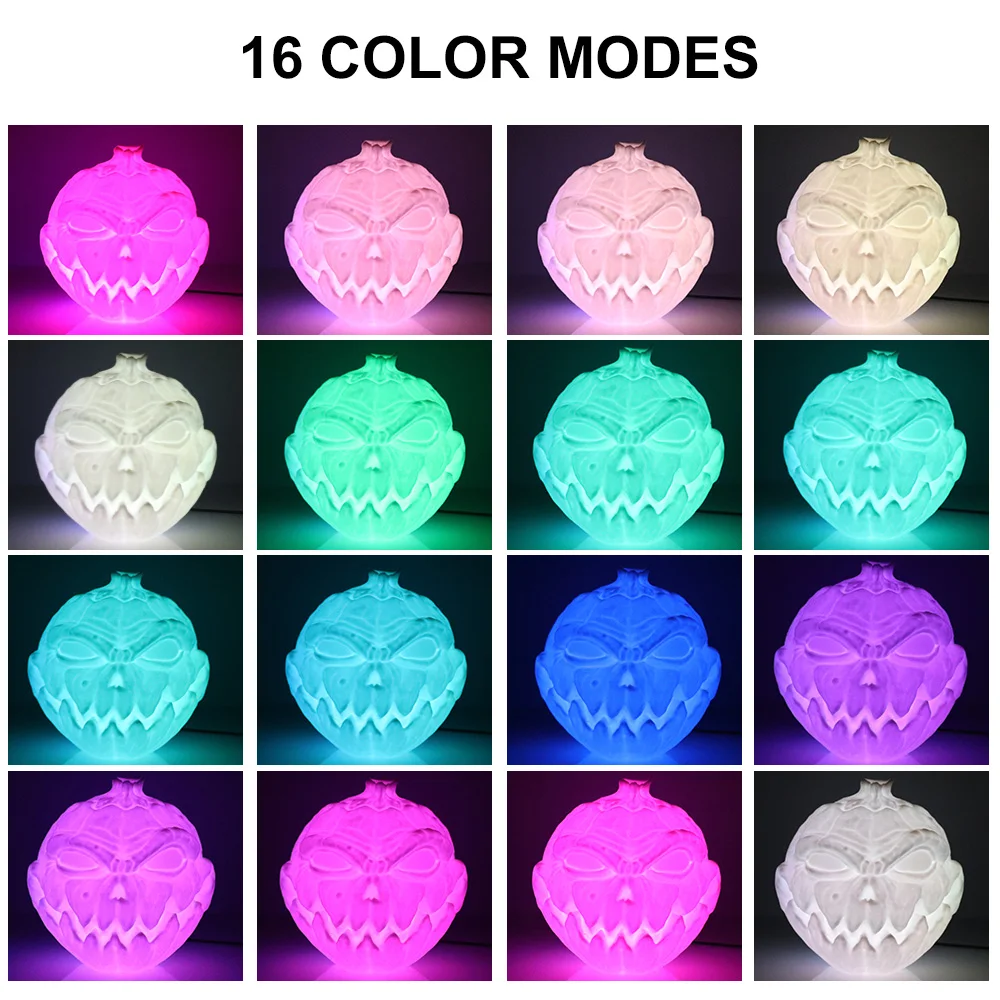 Boruit โคมไฟฟักทองฮาโลวีน16สี20ซม., โคมไฟฟักทองปีศาจฮาโลวีนโคมไฟตั้งโต๊ะห้องนอนบ้านห้องนั่งเล่นตกแต่งงานปาร์ตี้