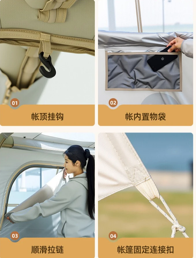Outdoor Inflatable Tent with Large Waterproof Oxford Canopy Connectable Roof Design for Adventure Adventures