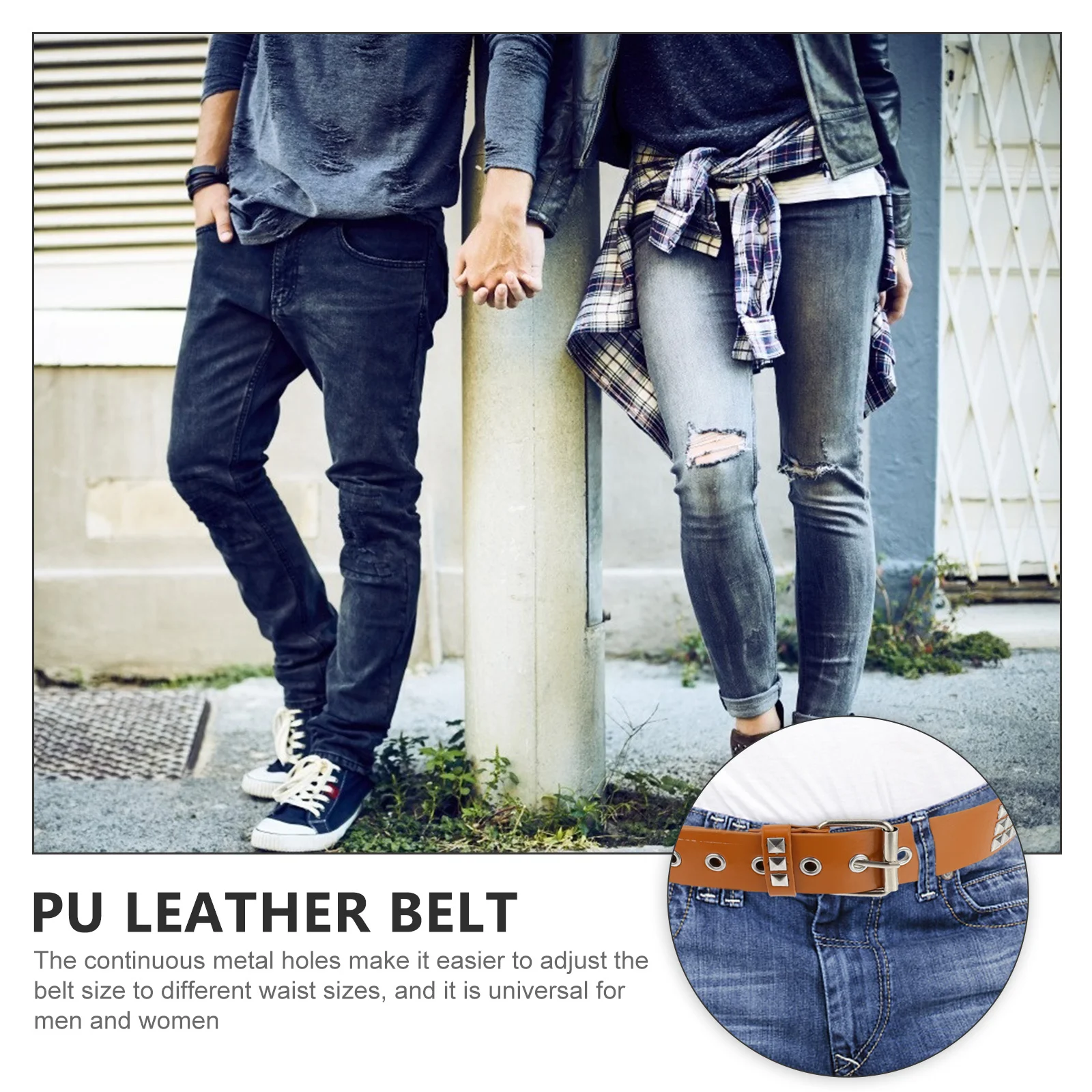 1 قطعة حزام برشام ممتاز من البولي يوريثان حزام خصر أنيق شريط مزخرف أنيق محمول هدية طويلة الأمد للأصدقاء والعائلة يوميًا #1