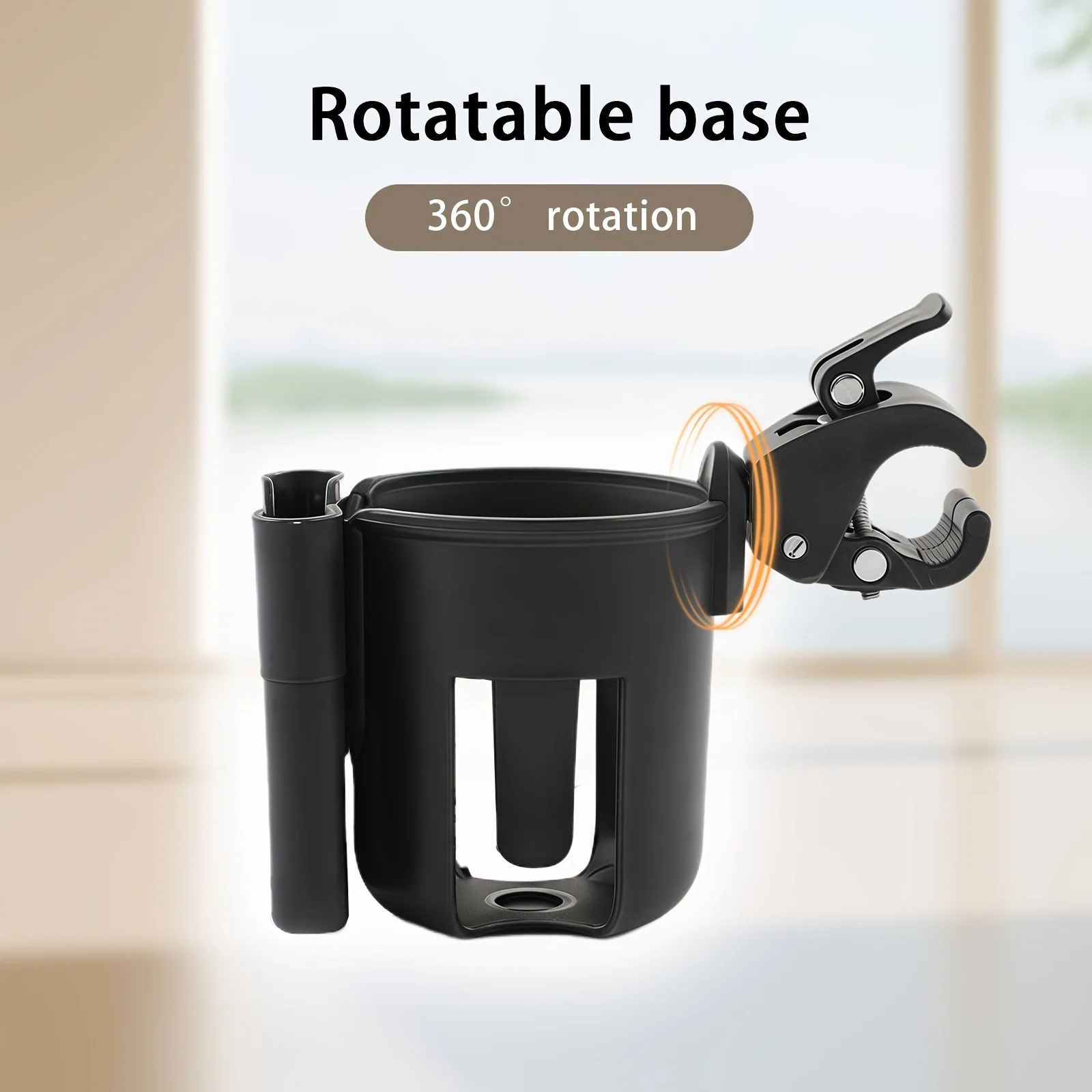 2 in 1 Stroller Cup Holder with Phone Mount Durable ABS Bottle Rack for BabyTrolley Bicycle Dual Function Black Parent Accessory