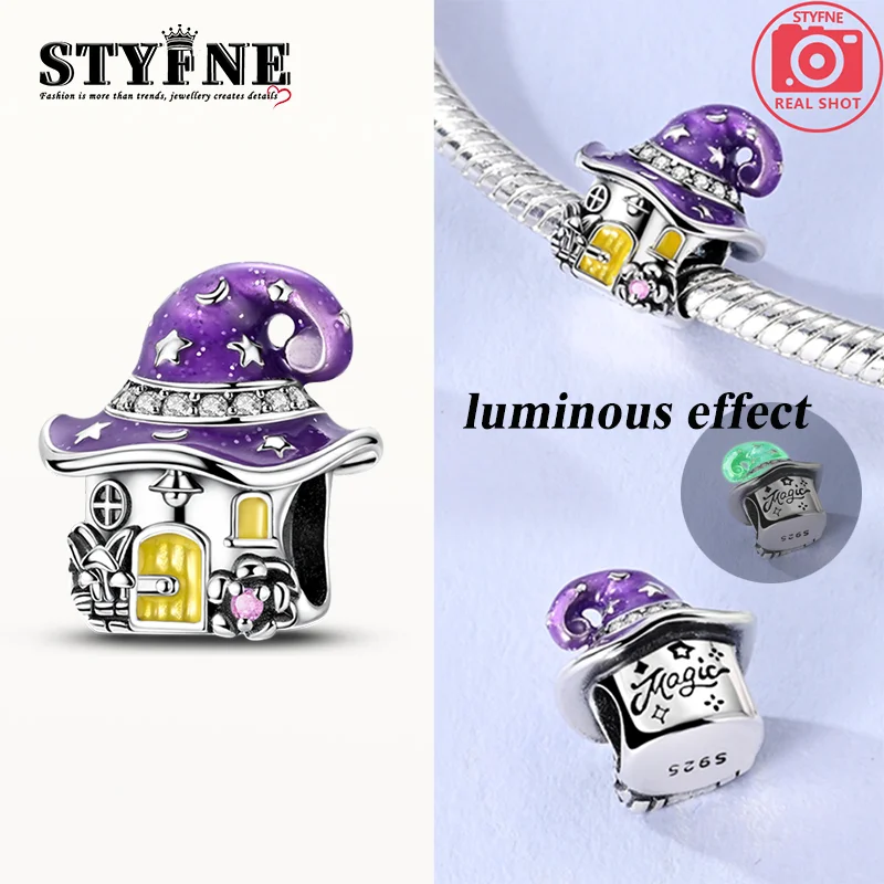 

Светящиеся волшебные бусины в форме шляпы, оригинальные бусины из стерлингового серебра 925 пробы, подходят оригинальные подвески 925, браслет, бусины, ювелирные изделия, подарки для женщин