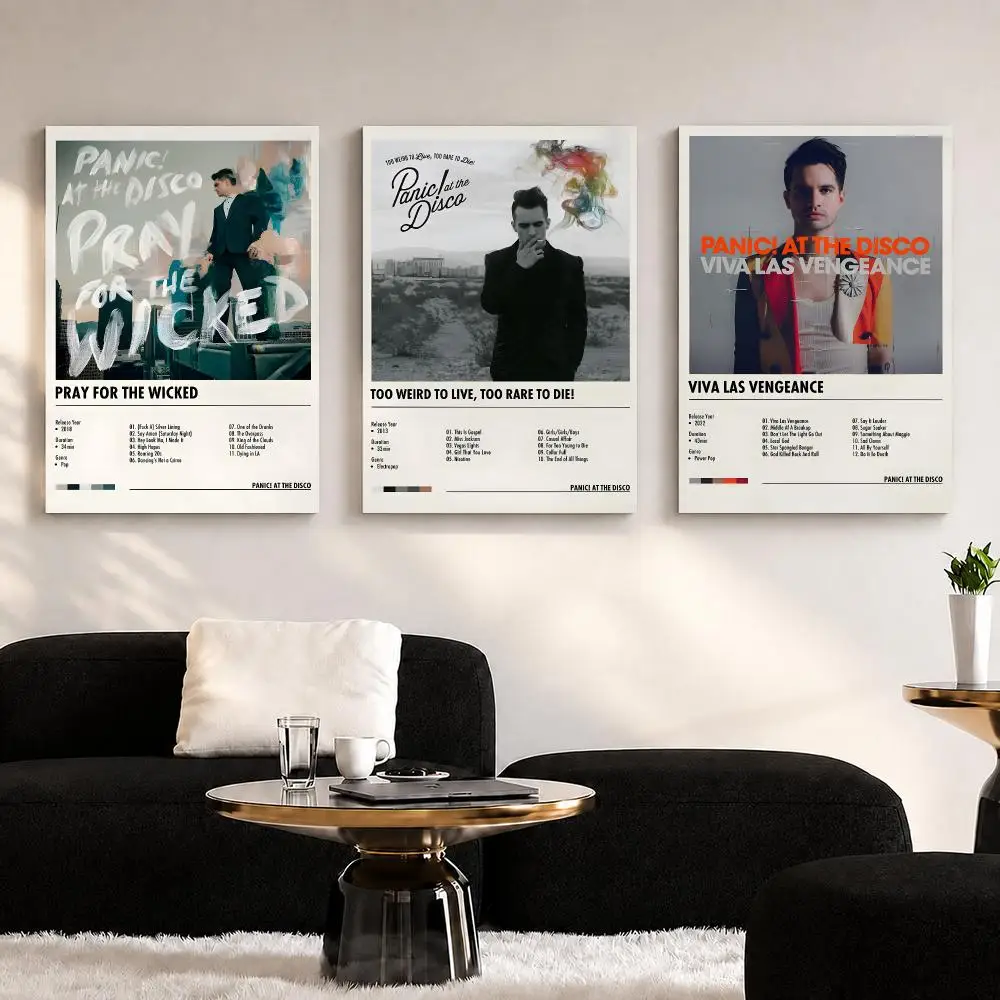 Rock Band P-Panic At The Disco Framed Wall Painting Ready to Hang Canvas Wall Art Poster for Bedroom Living Room Home Decor Gift