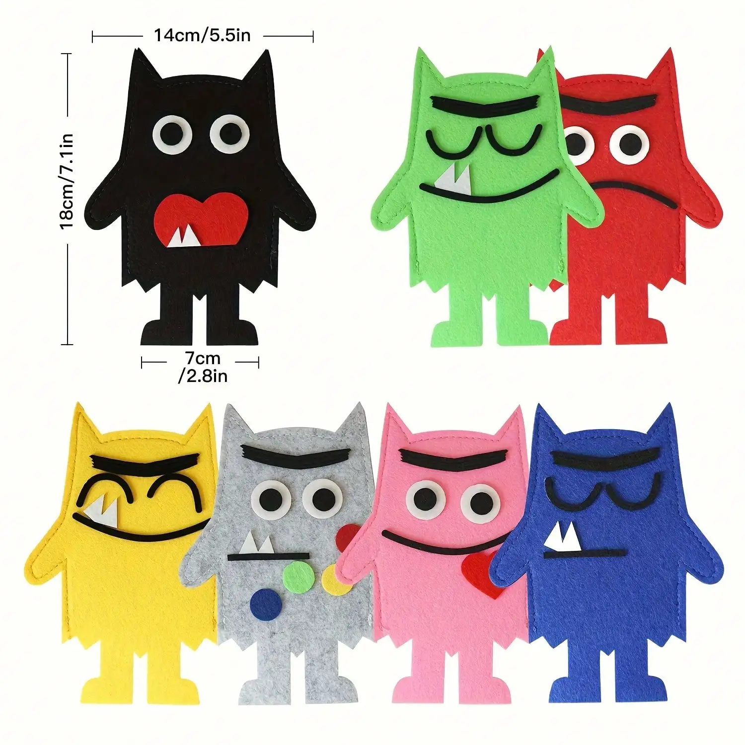 Image of Emotionale Monster-Handpuppe, Filztafel-Geschichtenset, Geeignet für Vorschul- und Kindergarten-Geschichtenerzählen
