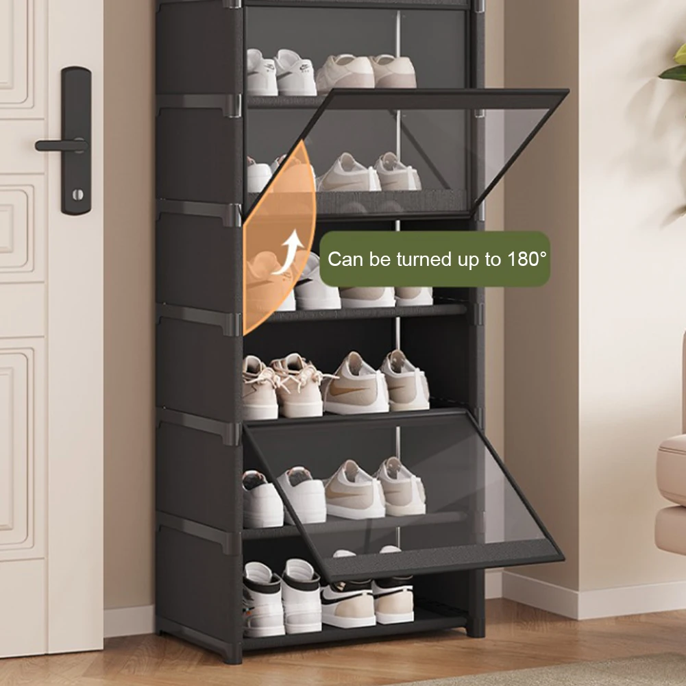 

9-Tier Shoe Rack Organizer with Clear Cover Vertical Narrow Shoe Rack Organizer Shoe Shelf Shoe Stand Holder for Closet Entryway