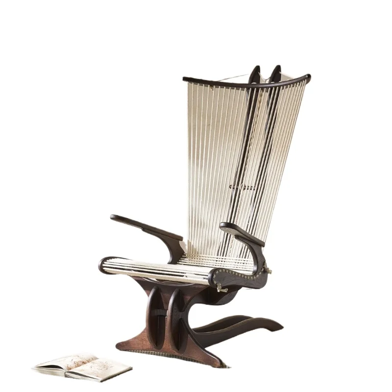Quiet wind leisure chair, home  sailing deck chair Internet celebrity ash wood rope leisure chair