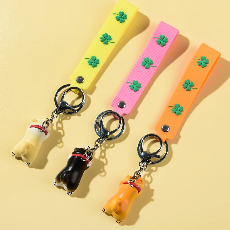 Adorable Dumb Dog Shiba Inu Soft PVC Car Keychain Ornament Cute Cartoon Plush Toy Decorative Backpack Pendant Creative Gift