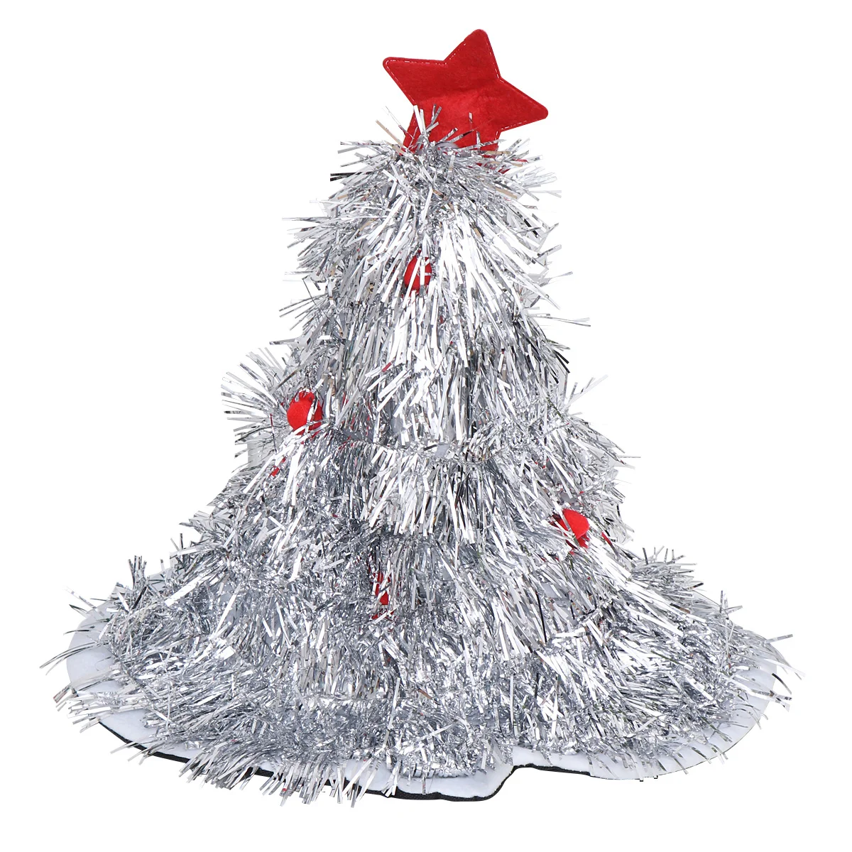

Christmas Tree Shape Hat Silver Lightweight Comfortable Christmas Costume Accessories Party Tree Hat Photo Props