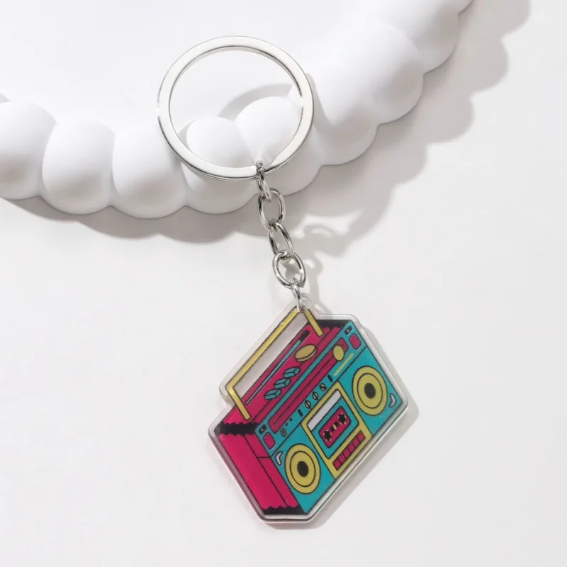 Creative เกมคอนโซล Rubik's Cube CD Recorder อะคริลิคพวงกุญแจสําหรับผู้หญิงผู้ชายของขวัญเพลงความบันเทิง Handmade ชุดเครื่องประดับ