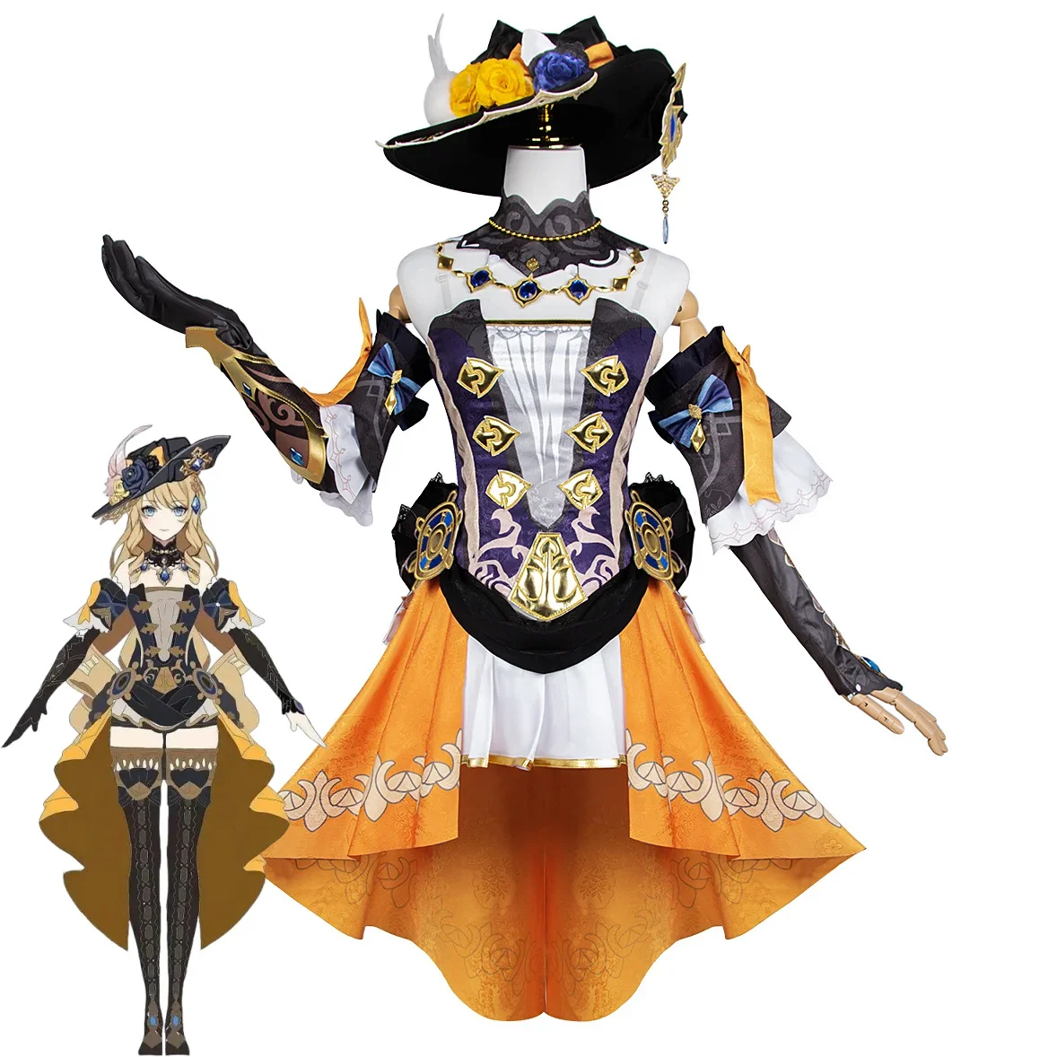 CosplayAnime Cosplay impact Navia cosplay dress uniform costume wig set Halloween party outfit for women dresses