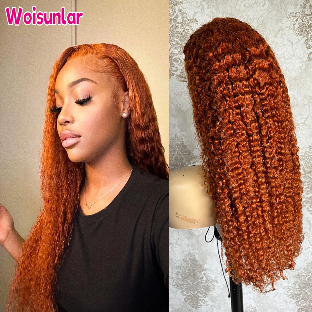 

Orange Ginger 13x6 13x4 jerry curl Transparent Lace Frontal Human Hair Wig 30 34 36 Inch 4x4 5x5 2x6 Lace closure Wig Women hair