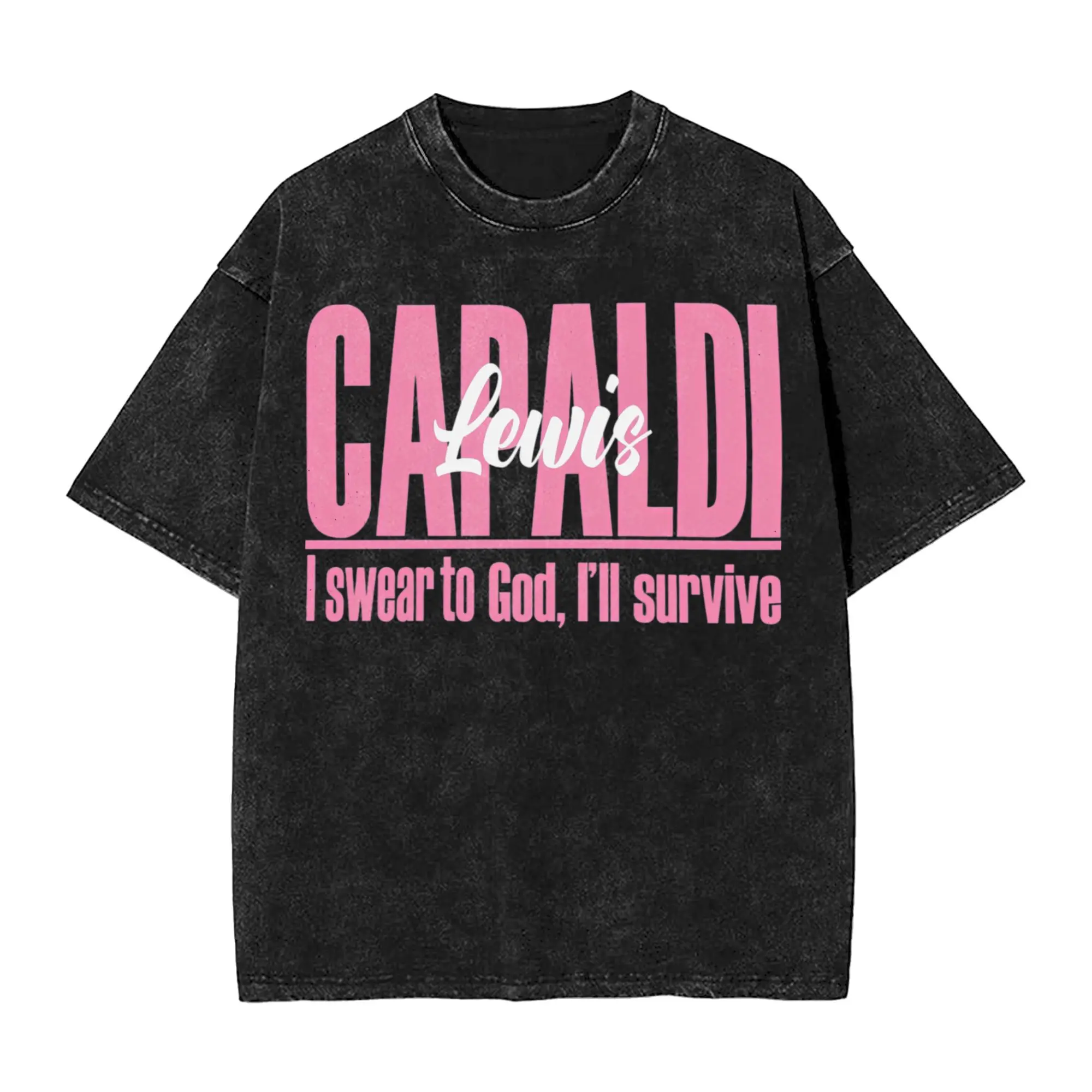 

Singer Lewis C-Capaldi World Tour 2025 Men's T Shirt Washed Vintage Tee Shirt Short Sleeve Round Collar Plus Size Clothing