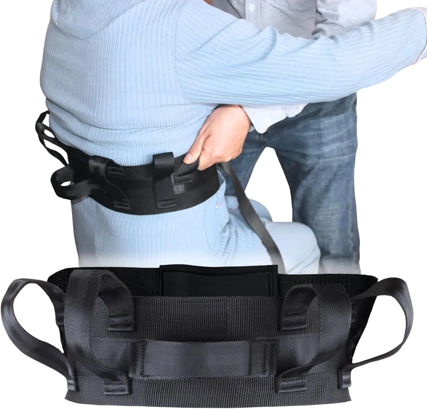 

Gait Belt with Handles for Seniors, Transfer Belt with 7 Handles for Medical Nursing Patient Assist, Safety Lift Belts Adjustable Ideal for Elderly, Handicap, Physical Therapy, Bariatric (Black)