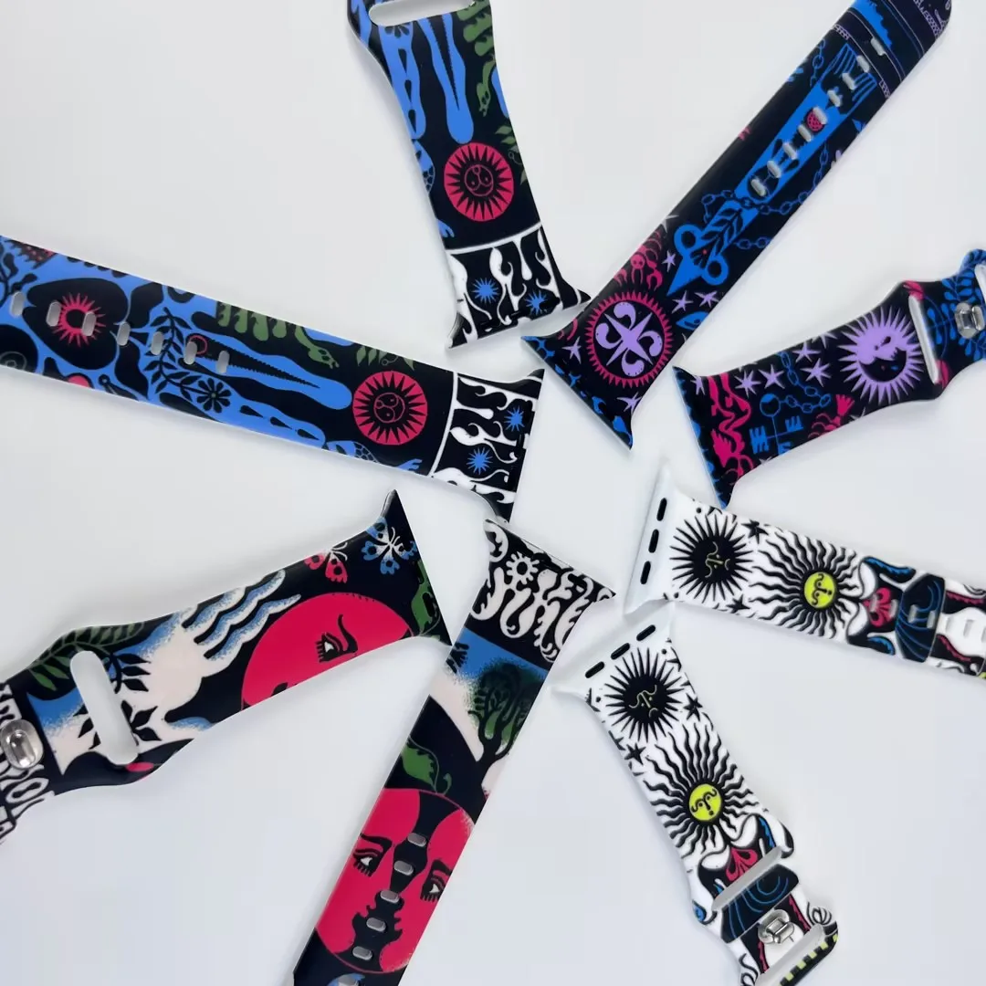 

Sun God Series Printed Strap for Apple Watch 10 9 8 7 SE Silicone Band Replaceable Bracelet for iWatch 42mm 41mm 40mm 38mm