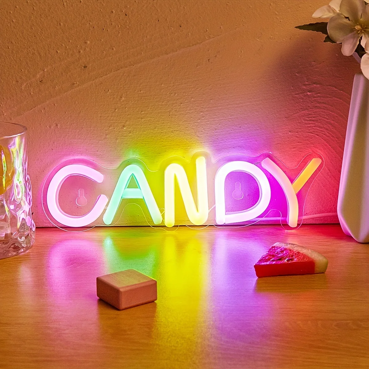 Candy lampu Neon LED, lampu Neon bertenaga energi efisien untuk dekorasi Natal kamar tidur bar dan pesta