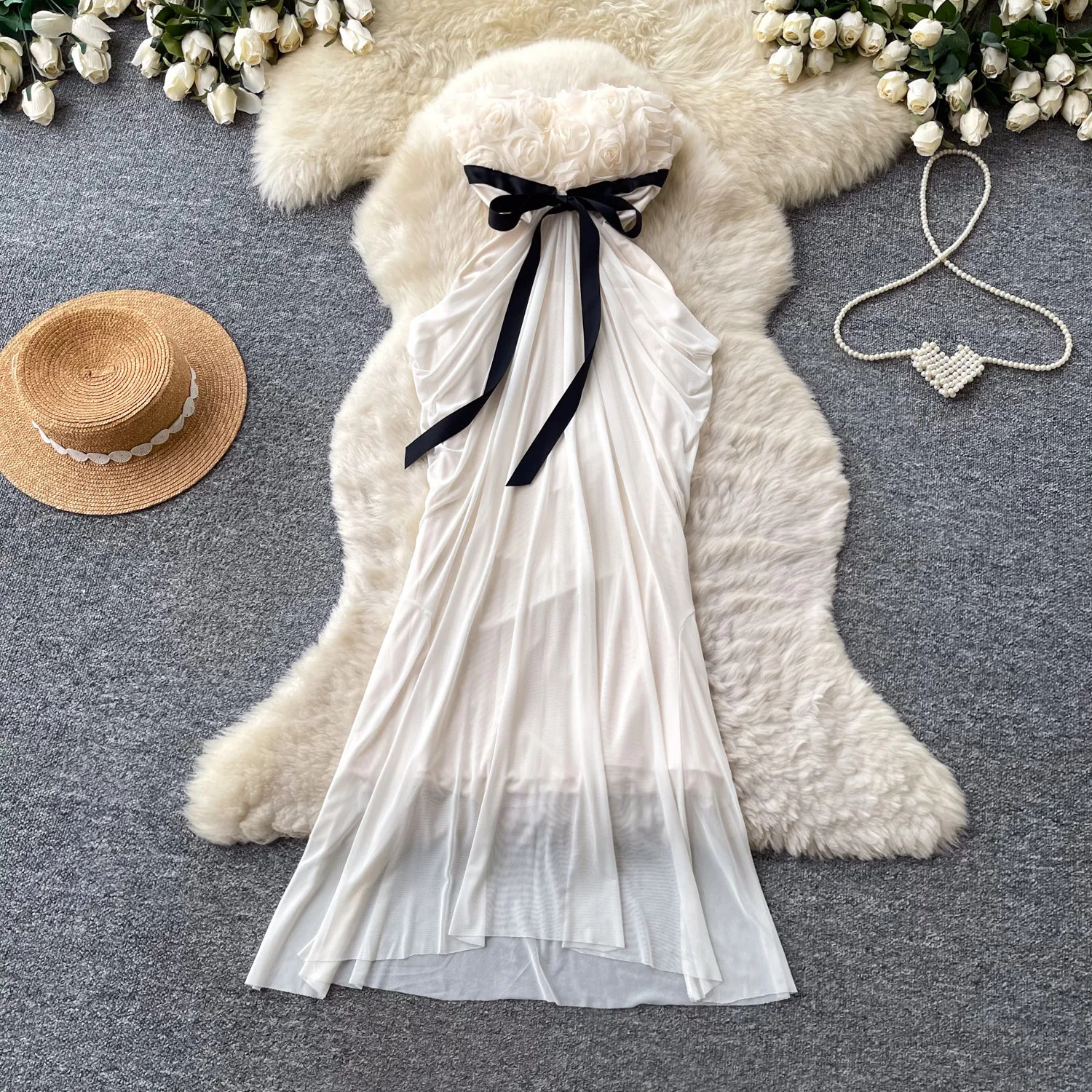 

Women Long Dress Strapless Dresses Vestidos Y2k Streetwear Sexy Floral Sleeveless Hip Wrap Elegant Splice Party Night Work 2026