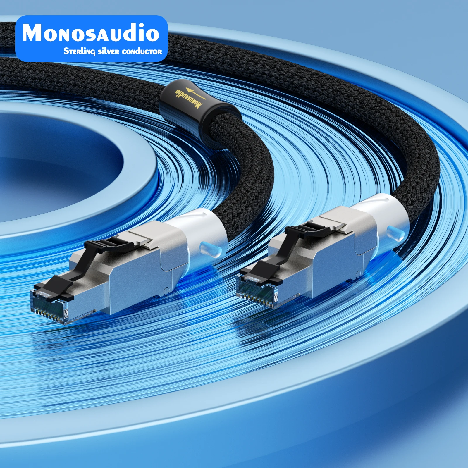 Monosaudio CAT8 Ethernet Cable Pure Silver 40Gbps 2000MHz RJ45 Mcat8 Cable Speed Lan  RJ45 Network PatchEthernet Network Cable