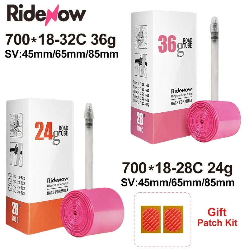 RideNow Ultralight Bike Inner Tube 700C X 18 25 28 32 Road MTB Bicycle TPU Tire 45/65/85mm Length French Valve Super Light Tube