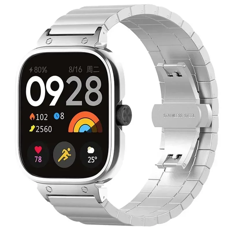 สําหรับ Redmi Watch 4 สายคล้องโลหะสําหรับ redmi watch 4 สแตนเลสสตีลสําหรับ redmi watch 4 สร้อยข้อมือกรอบ