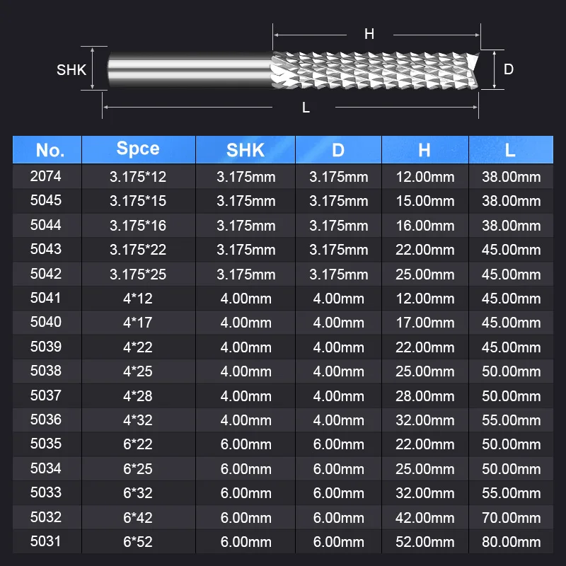 Imagem -05 - Lidiiao Cnc Fresa de Topo de Milho 3.175 mm Haste Corte Pcb Fresa de Aço de Tungstênio Gravura Roteador Bits Máquinas-ferramentas