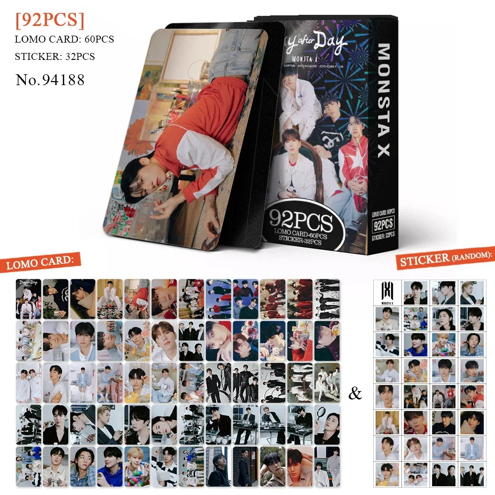 92Pcs/Set Kpop Idol Monsta X New Album Lomo Cards HD Printd Photocards Stickers Shownu Kihyun IM HYUNGWON JOOHONEY Fans Gifts