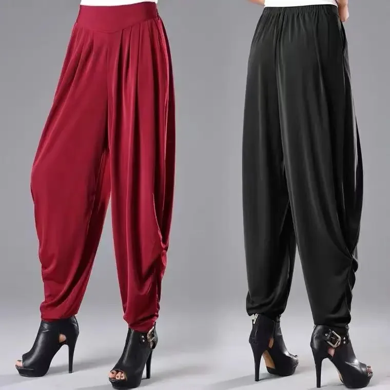 فضفاض المرأة الحريم السراويل عالية الخصر عارضة الرقص السراويل كبيرة الحجم فضفاض السراويل فانوس الملفوف السراويل الطويلة #1