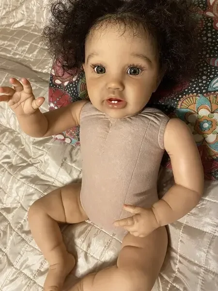 EGO Customzied Limited Supply 24-calowa Lalka Reborn Lottie z Ręcznie Wszytymi Włosami, Zestaw DIY do Samodzielnego Malowania z Materiałowym Ciałem