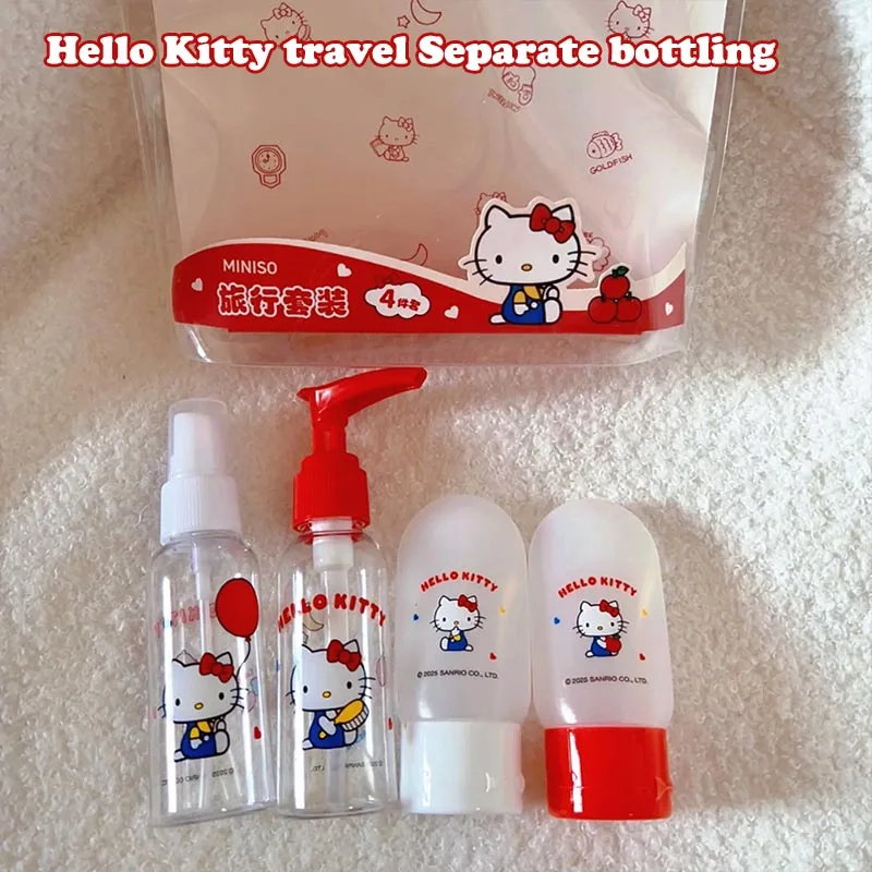 

Cute Hello Kitty Squeeze Bottles with Labels Travel Size Liquid Containers Airplane Approved Carry On Leakproof Toiletry Bottles