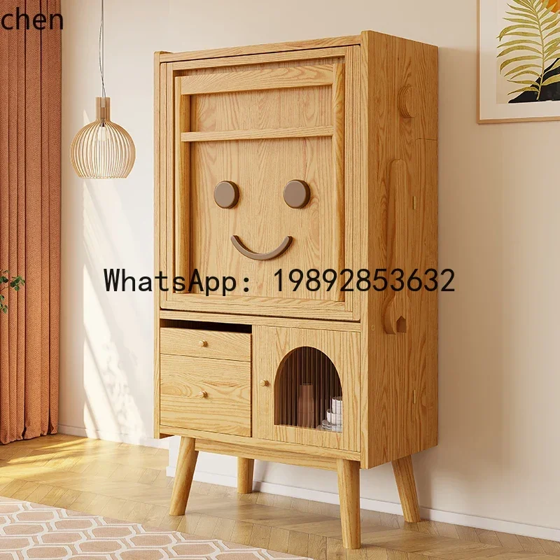 طاولة طعام قابلة للطي من الخشب الصلب LYY، طاولة بار قابلة للسحب، خزانة جانبية للتخزين، طاولة طعام مدمجة #4