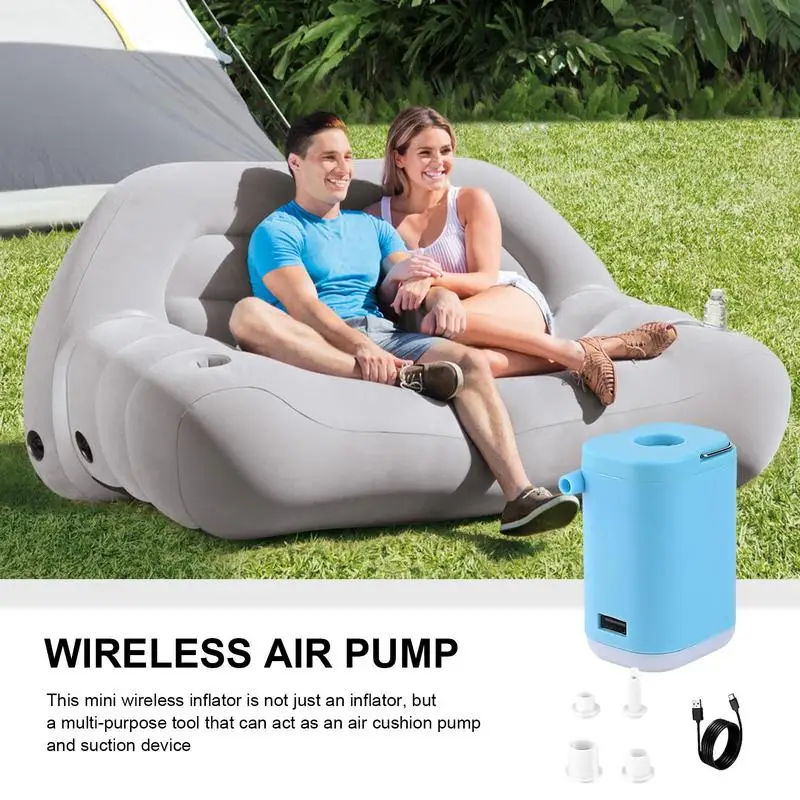 Air Mattress Pump Wireless 2400mAh Rechargeable Electric Pump 4 In 1 LED Rechargeable Electric Pump With 3 Modes Lighting For