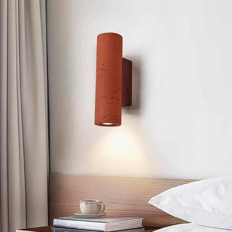 

LED Stone Home Lighting Industrial Style Theme Hotel Cylindrical Wall Lamp living room Bedroom Retro Style LED Sconce Lighting