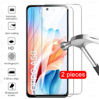 2 Pcs For Oppo A58 4G Tempered Glass Screen Protector For Oppo A18 A38 A98 5G A80 A40m A40 A60 A3 HD Full Cover Protection Film