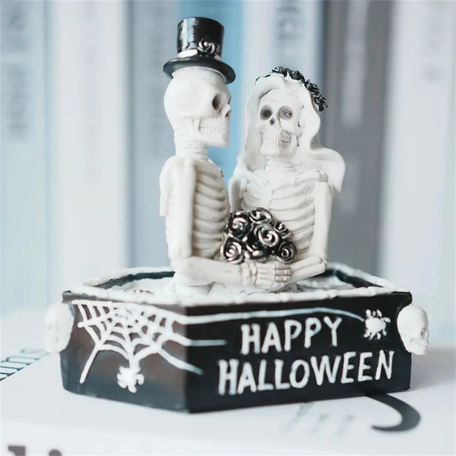 Spooky Skeleton Couple Statue  - đánh giá và giá Resin Art Gift For Anniversary