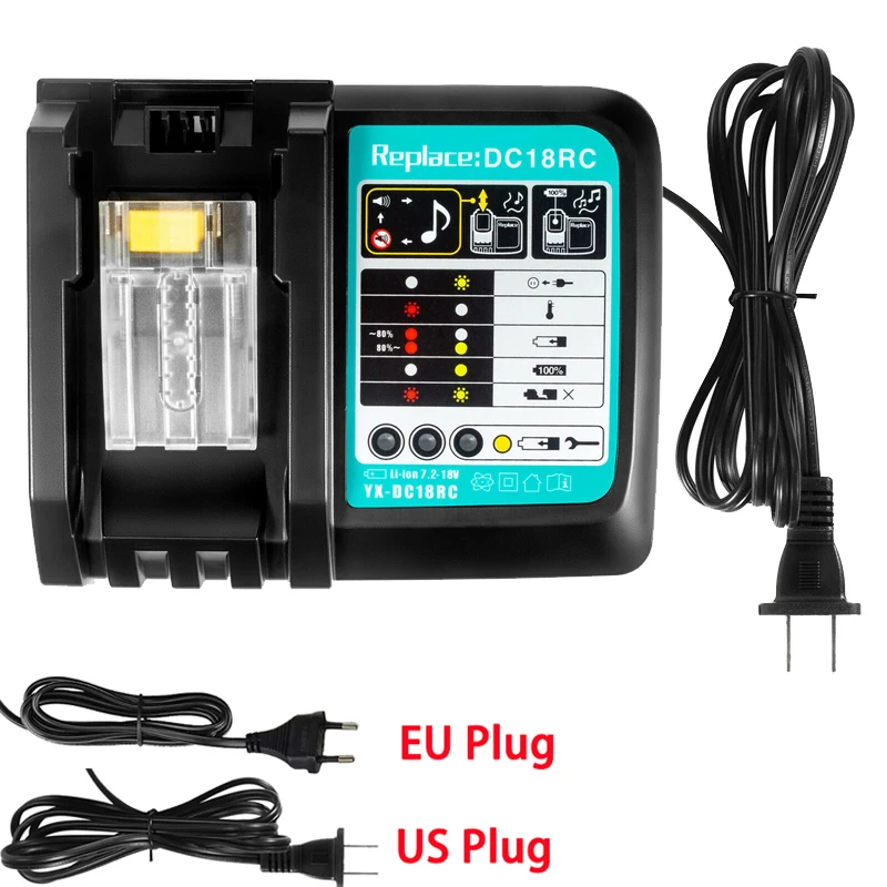 

DC18RC Li-ion Battery 3A Charger for Makita 18V 14.4V BL1860B,BL1850B,BL1840,BL1830,BL1820,BL1415,BL1440 Power tool Charger