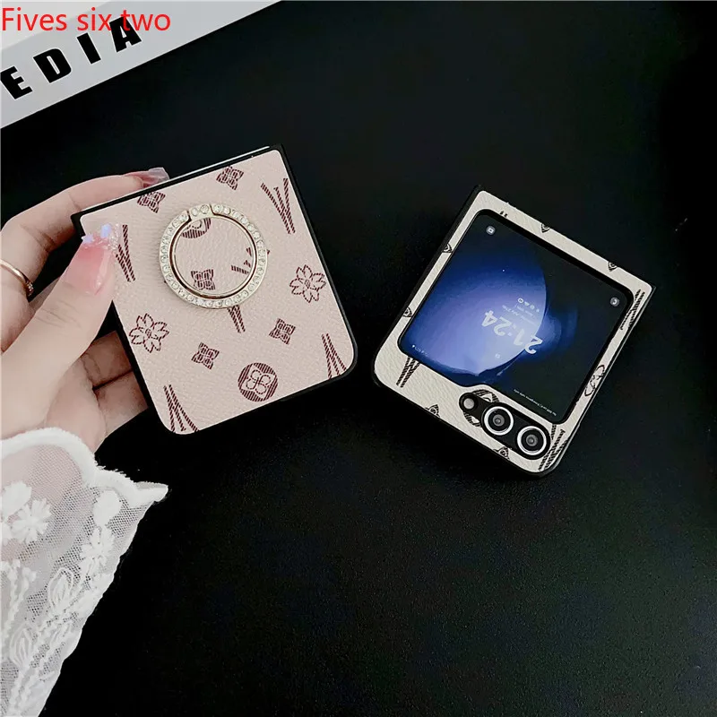 حافظة بتصاميم هندسية مع حامل حلقي لسامسونج جالاكسي زد فليب ، غطاء صلب ، ضد للصدمات ، بلينغ ماسي ، 6 ، 5 ، 4 ، 3 ، 2 ، 1 ، ZFlip5 ، ZFlip4 ، Flip3 #6