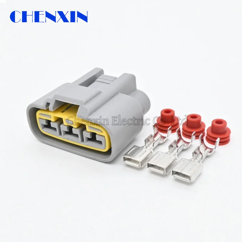 Car Accessory Grey Color QLW 250 3Pin Power Cord Female Left Slot Wiring Harness Connector Auto Fan Socket QLW-A-3F-GR