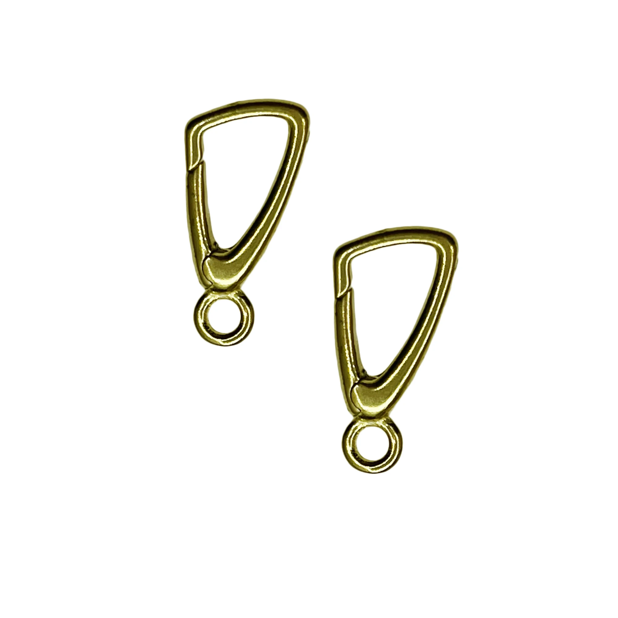 2 pcs 0.7inch 17.5 mm Korea simple triangle Solid Brass Pocket Watch Clip Chain spring Snap Hook Buckle pearl chain DIY links