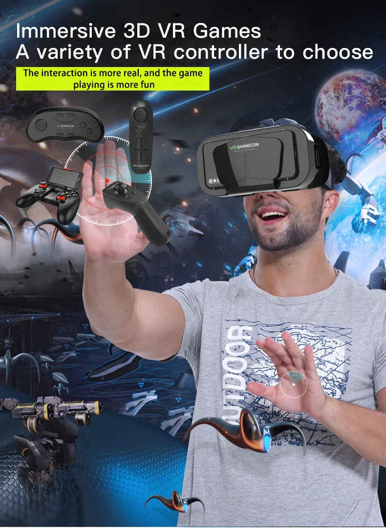 3D-Virtual-Reality-VR-Brille für Telefon, mobile Smartphones, 7-Zoll-Headset, Helm, Spiel mit echter Viar-Brille, Objektive für Mobilgeräte – Detail 4
