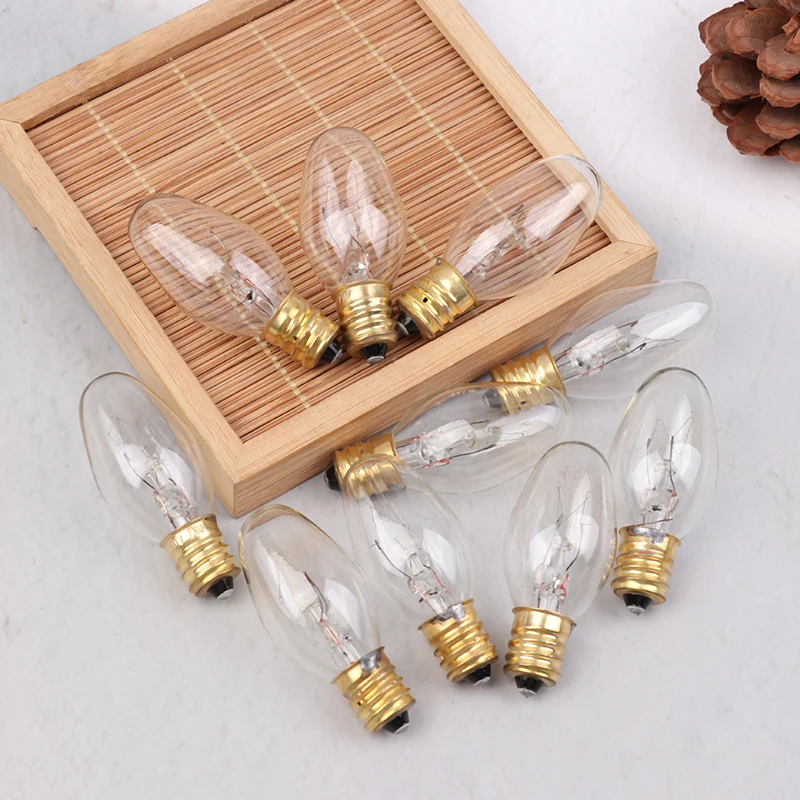10pcs E12 120V 7W Transparent Warm Yellow Color Tungsten Lamp Light Bulb For Decoration Salt Rangehood Refrigerator Lamp