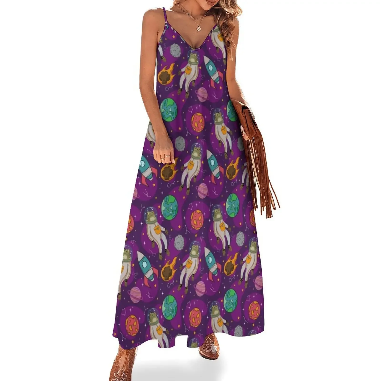 

Frogs In Space - Purple Sleeveless Dress Elegant gowns women's elegant loose dresses luxury evening dresses for women 2024