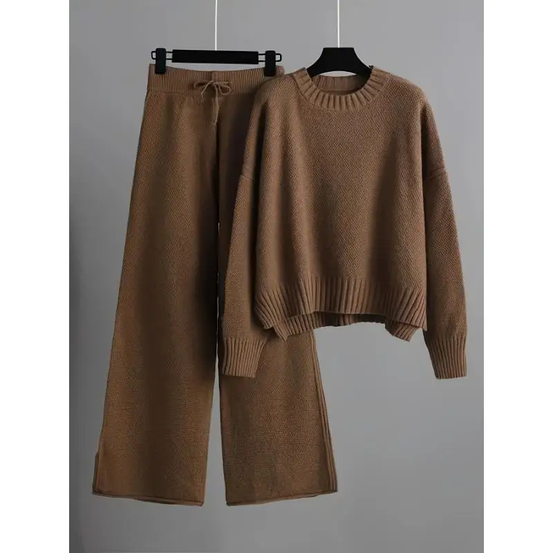 High Quality Autumn Winter Fashion Casual Knitted Suit Women's Stylish Ensemble Versatile All Seasons Wear Universal Fit