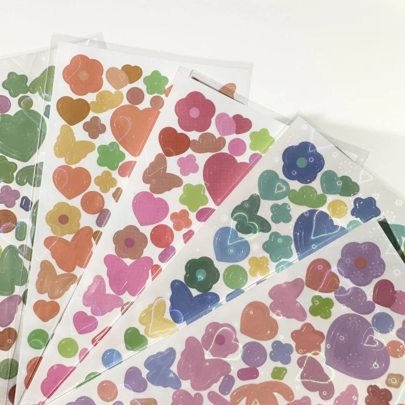 

Корейские лазерные сверкающие милые бабочки, цветы, наклейки с любовью, справочник, дневник, тетрадь, фото, декоративные наклейки «сделай сам»